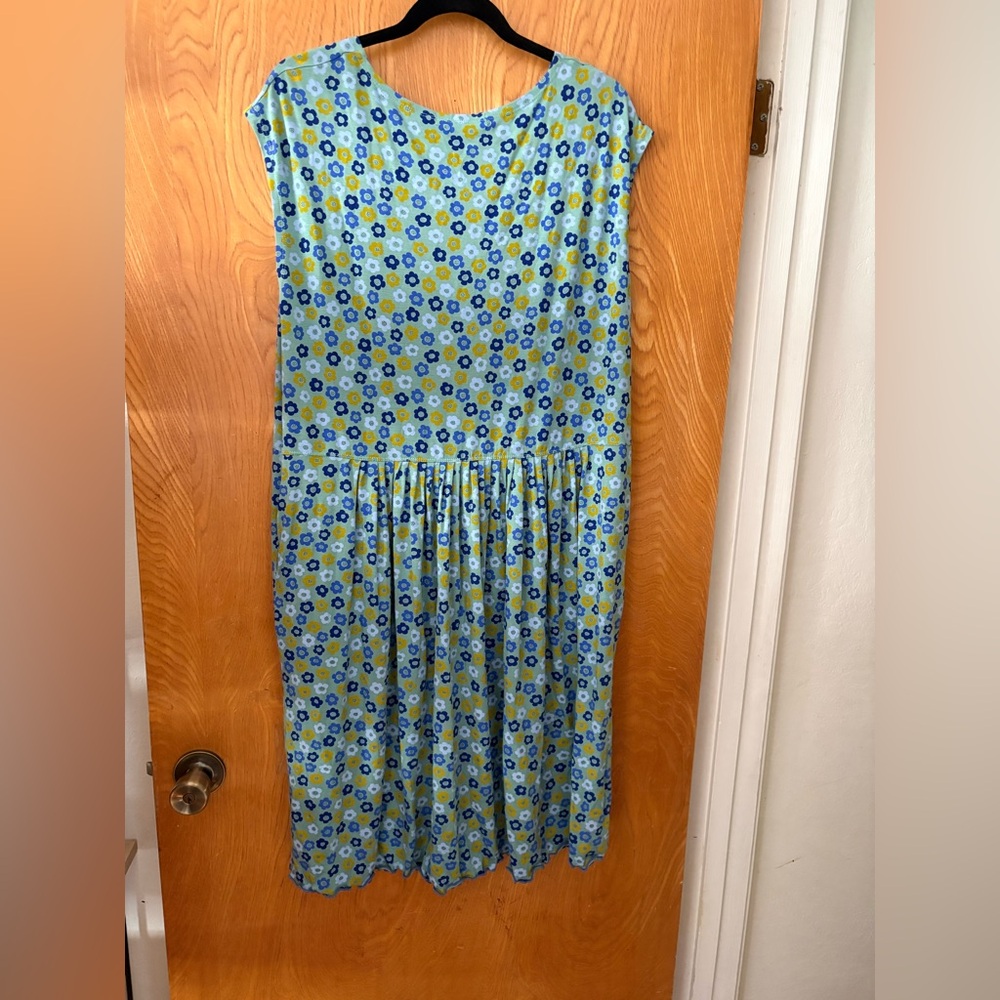 Gudrun Sjoden Blue and Green Floral Midi Dress L - Picture 9 of 9